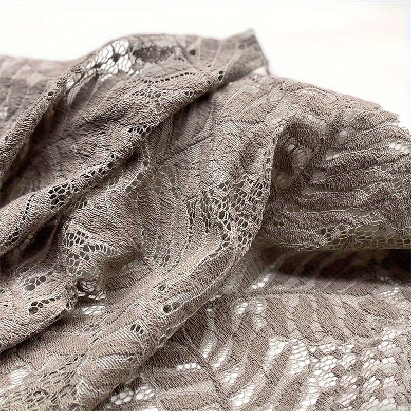 2 Yards Khaki Gray Cut Out Leaf Semi-Transparent Soft Lace Fabric Spring and Summer Suspender Dress Fabric