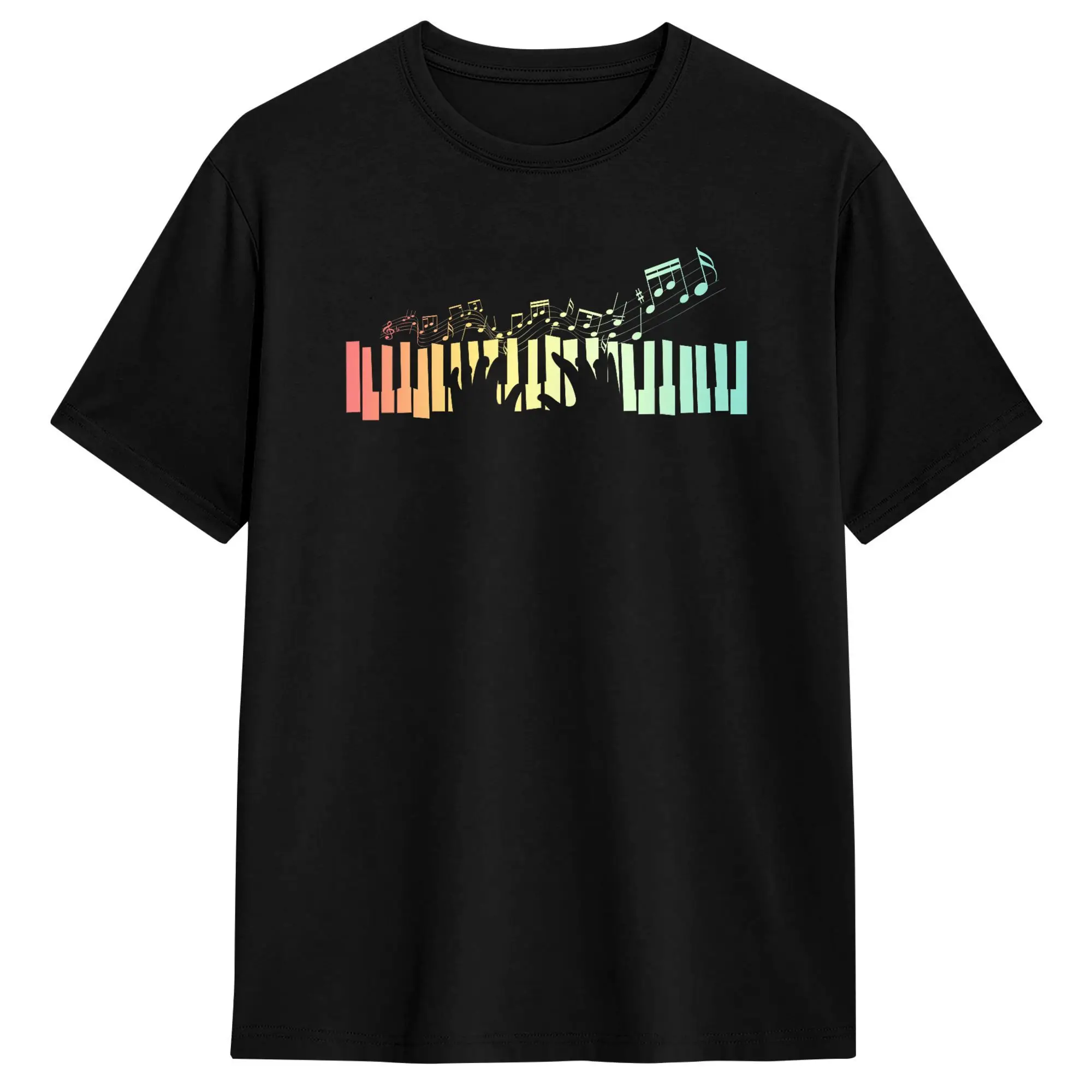 Harajuku T Shirt Pianist Gift Idea Keyboards Cotton T Shirts Music Notes Piano Hip Hop Tee Shirt for Men Summer Casual Top Tees