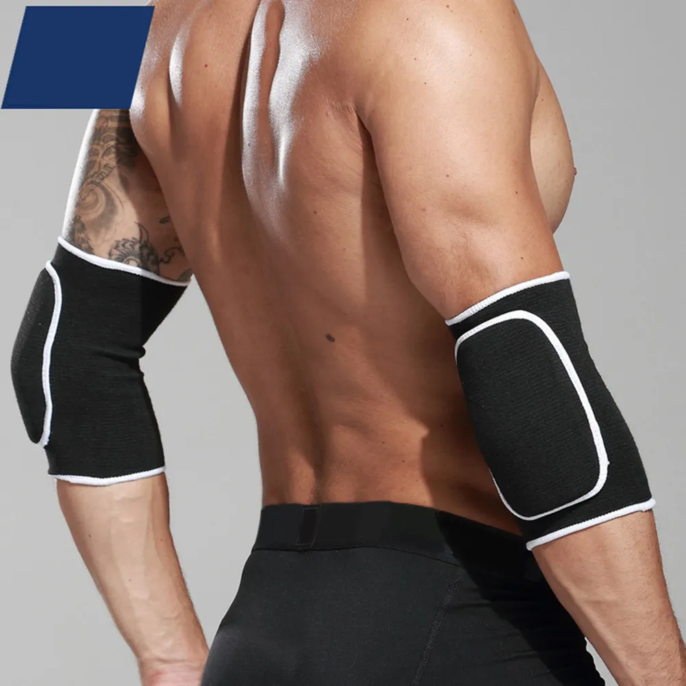 Thick Sponge Elbow Pads Compression Support Sleeves for Basketball Football Sports One Pair Black