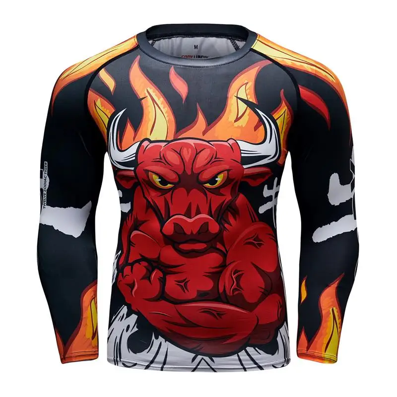 Cody lundin mannen compressie shirt RashGuard lange mouwen 3D afdrukken T-shirt MMA fitness mannen sneldrogende bodybuilding top