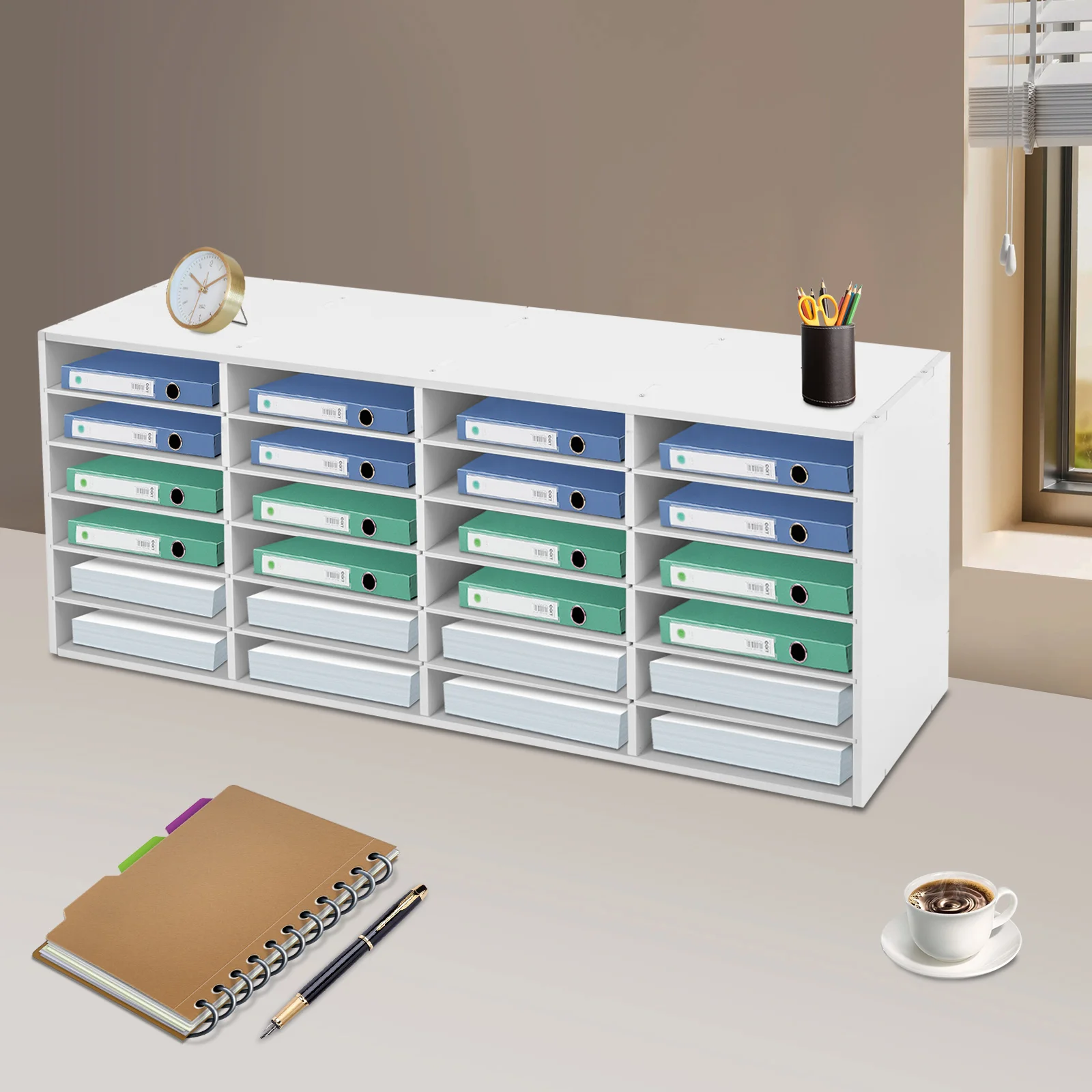 24 Slots, 6 Rows, 4 Columns File Classification Cabinet for office school to store office supplies, folders, personal items