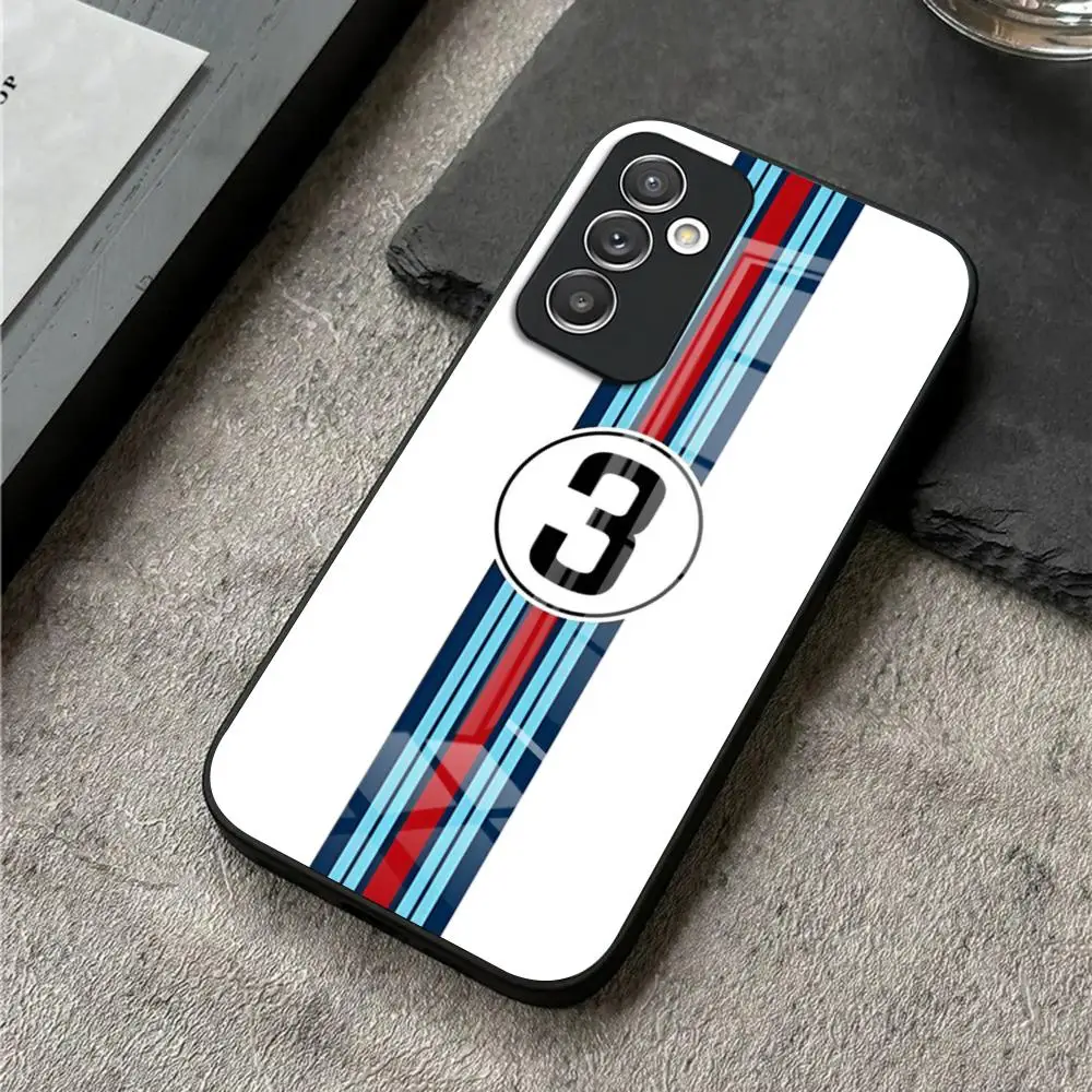 Martini Racing Horizontal Stripe Phone Case For S24 Ultra Samsung S23 Fe S22 S20 S21 Plus Galaxy A54 A34 A24 A53 Glass Cover