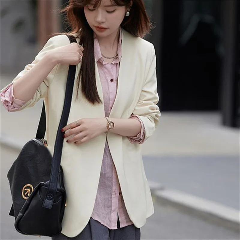 

Женские повседневные куртки-пальто, костюмы, осень 2024, длинный све, полиэстер, V-Ne, универсальный модный женский костюм