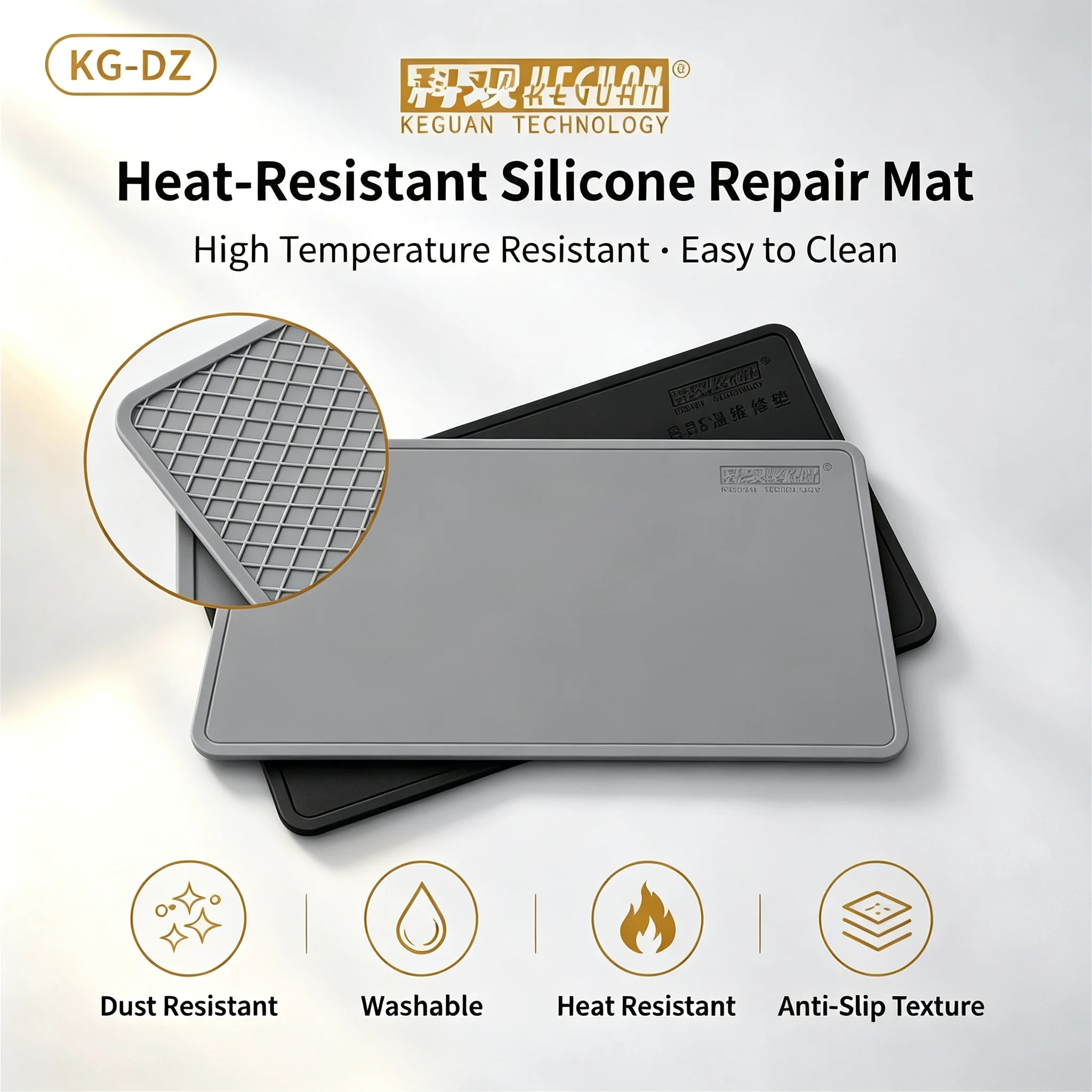 KEGUAN Heat-Resistant Silicone Repair Mat 300–400°C Soldering Silicone Mat Insulation Work Mat Soldering Station Repair Tool