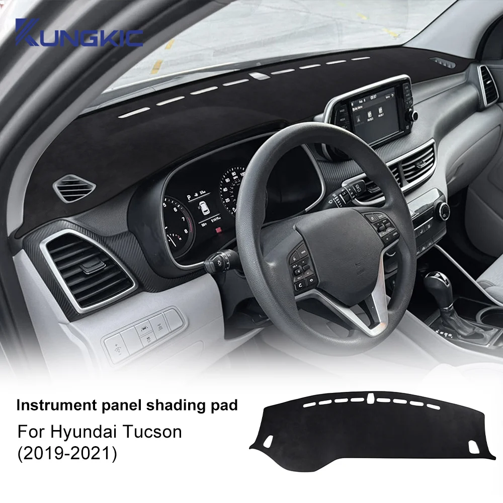 

For Hyundai Tucson 2019 2020 2021 Premium Flannel Car Dashboard Cover Mat Avoid Light Pad Anti-UV Carpet Interior Accessories