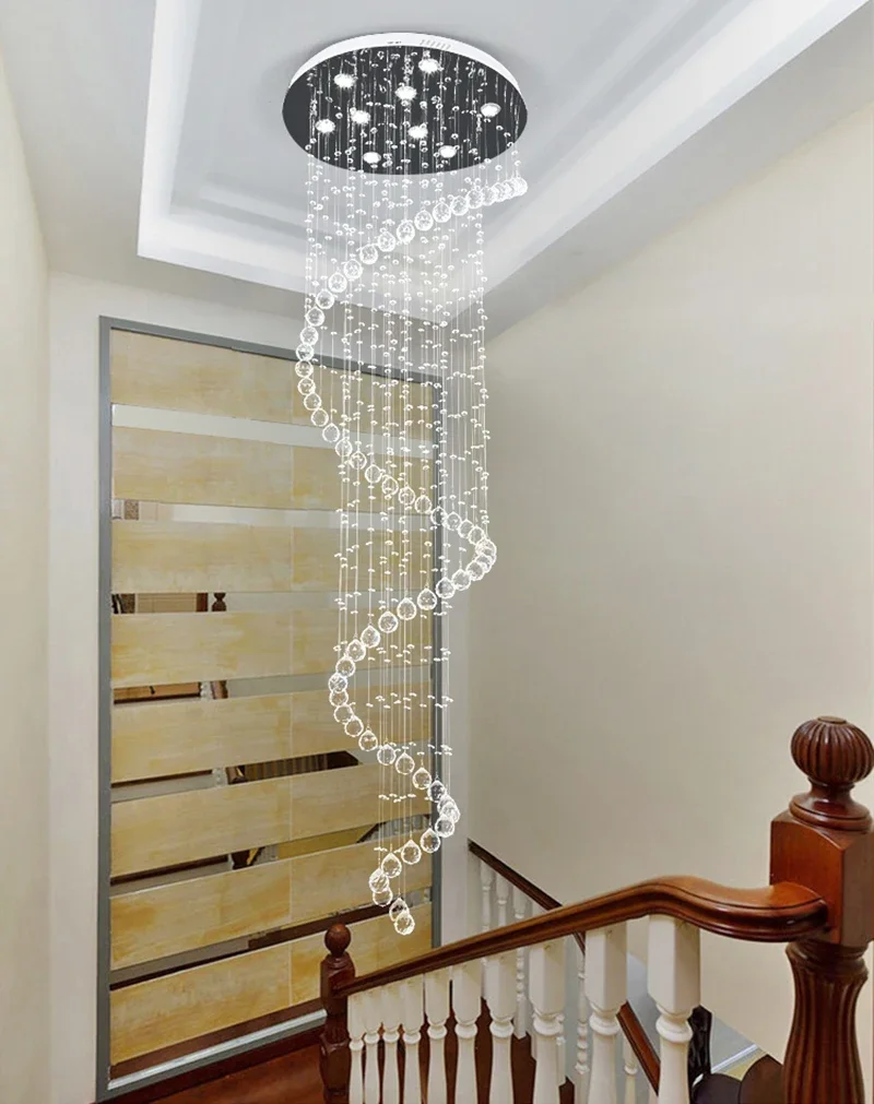 Imagem -06 - Candelabro de Cristal Led Moderno para Villa Lustre de Luxo Lâmpada Dupla Escadaria Luzes da Sala k9