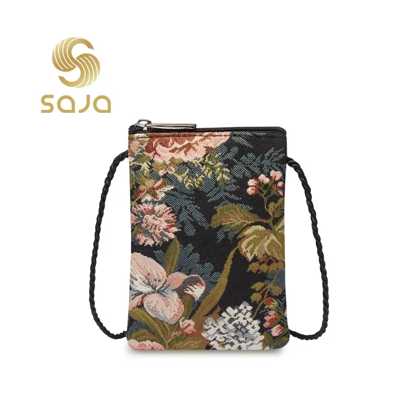 

SAJA Women Crossboby Bag Female Bag for Women Lightweight Shoulder Bag Peony Flora Ladies Girl Shopping Travel Leisure Bag Pouch