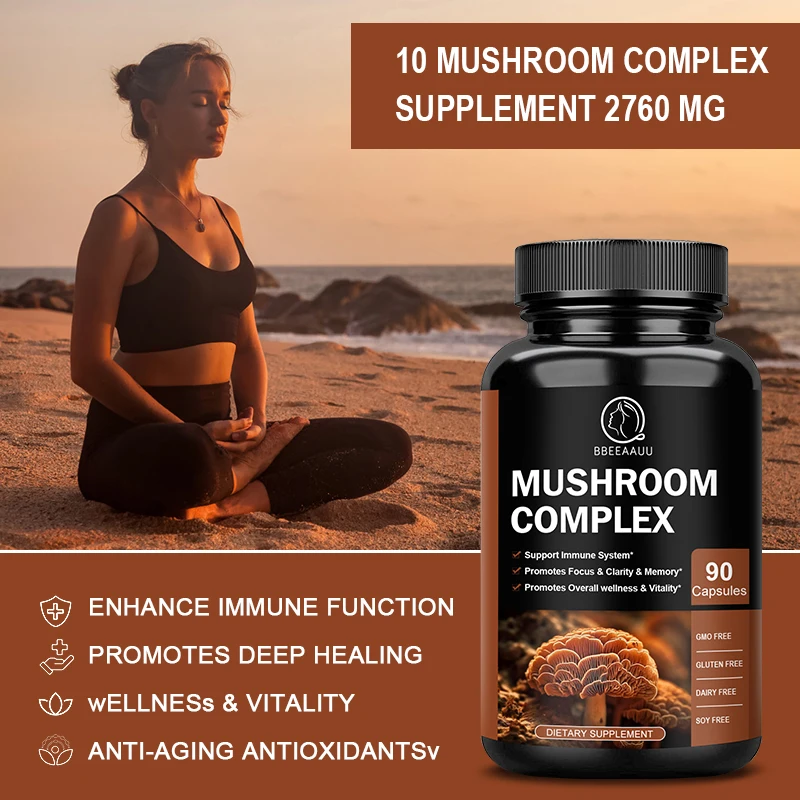 BBEEAAUU Lion Mane Mushroom Complex Capsule Brain Health Focus and Clarity and Memory Smooth Energy and Stress Release