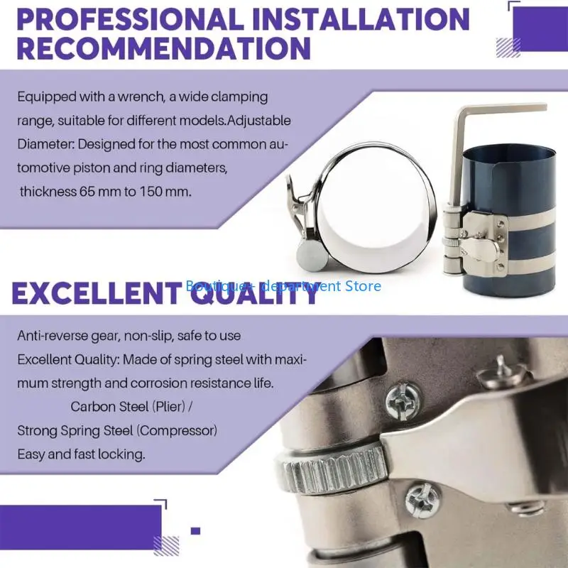 E1PD Multiple Size Piston Compressor Set Including Installation Pliers For Vehicle Service