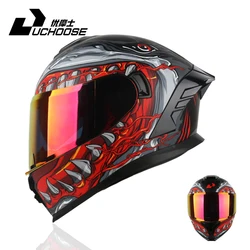 818 Uchoose DOT Approved Full Face Helmet Crash Motorbike Protective Gear Men Women Motorcycle Double Sun Visor