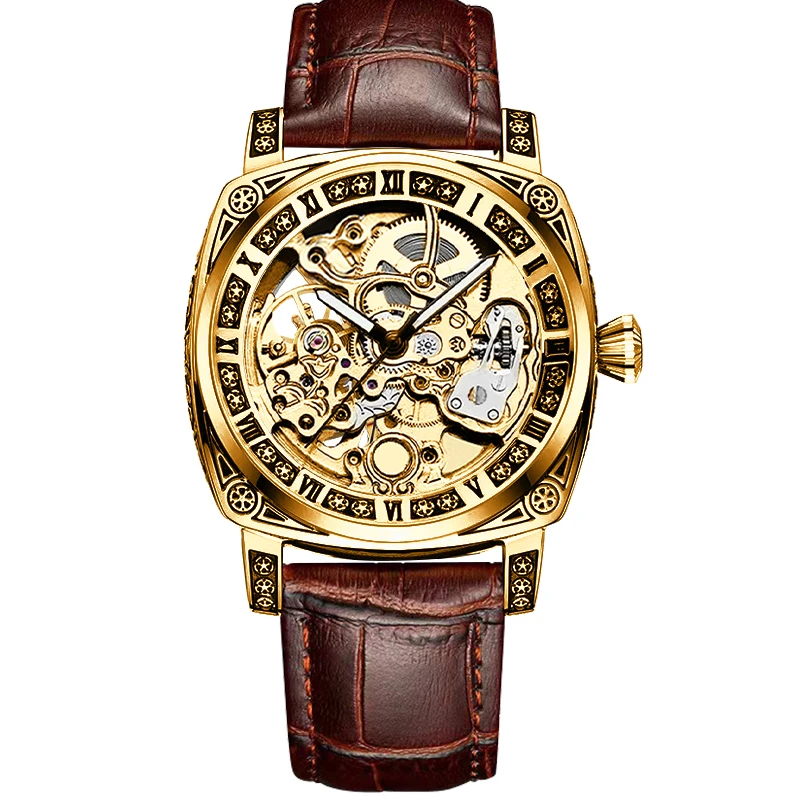 New brand luxury Men\'s mechanical wristwatch Hollowed out high-end business leisure versatile luminous Man mechanical watches