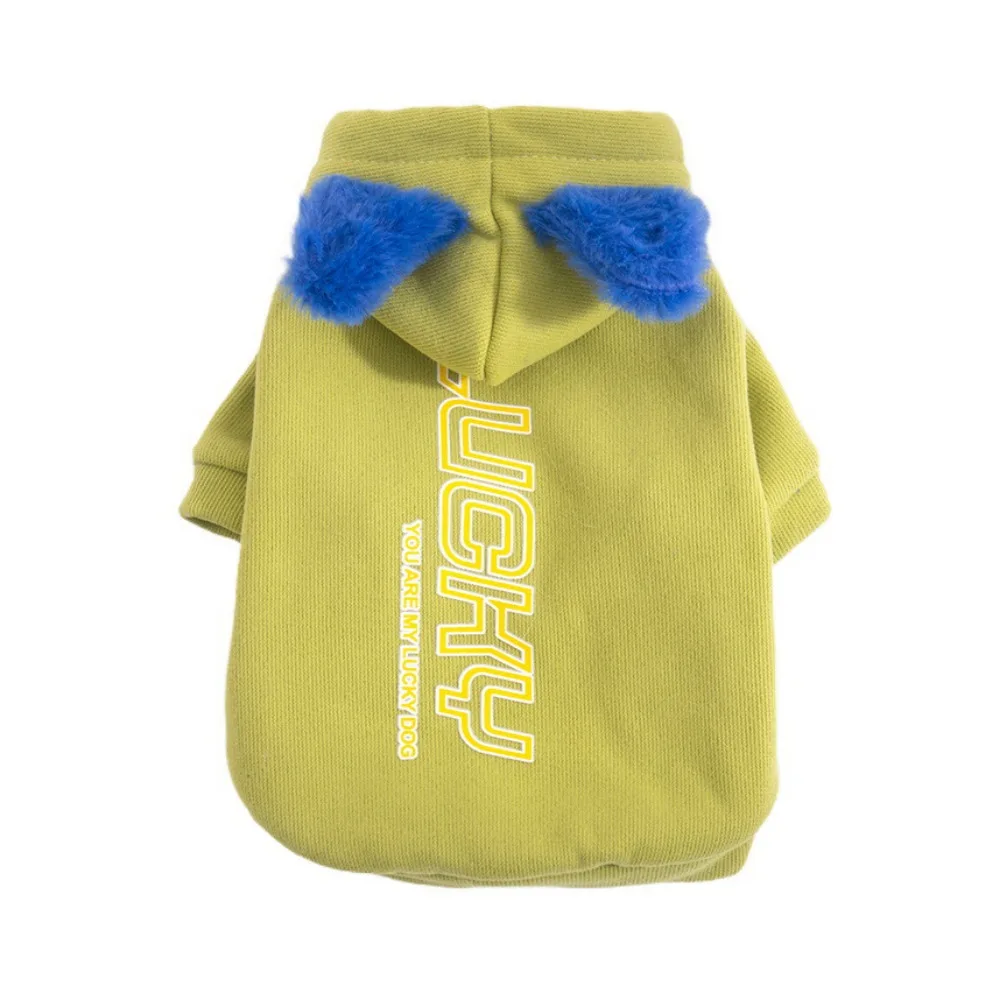 

Fashion Letter Print Dog Hooded Sweatshirt Soft Warm Pet Hoodie Adjustable Cotton/Polyester Puppy Jumpsuit Winter
