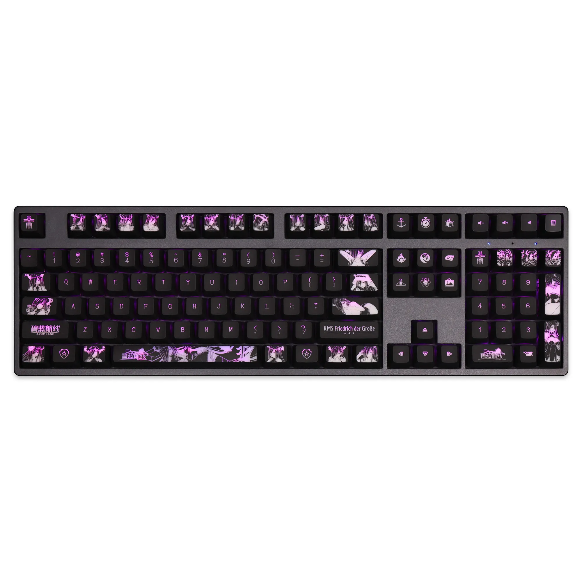 108 Tasten/Set KMS Friedrich der Azur, niedliche PBT-Tastenkappen, Cherry-Profil, für mechanische Tastaturen mit MX-Schaltern, zum Anpassen für Gaming-Zwecke. – Detail 2