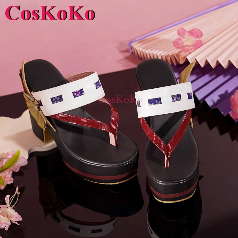 CosKoKo Yae Miko Shoes Cosplay Game Genshin Impact Fashion Universal Slipper Halloween Party Role Play Accessories 36-41 Size