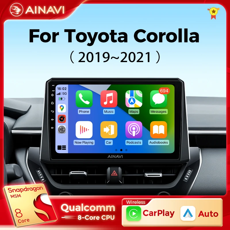 Ainavi Multimedia Player For Toyota Corolla 12 Cross 2019-2022 Carplay Android Auto Car Radio Stereo
