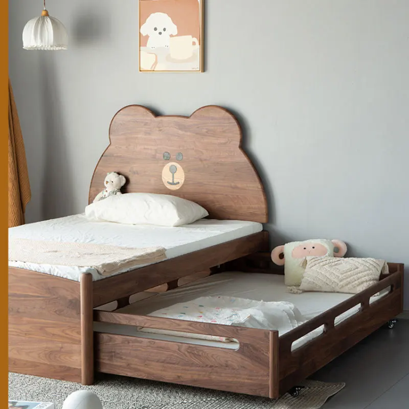 Factory Direct 2026 Top Rated North American Black Walnut Mother and Child Bed Double Layer Drag