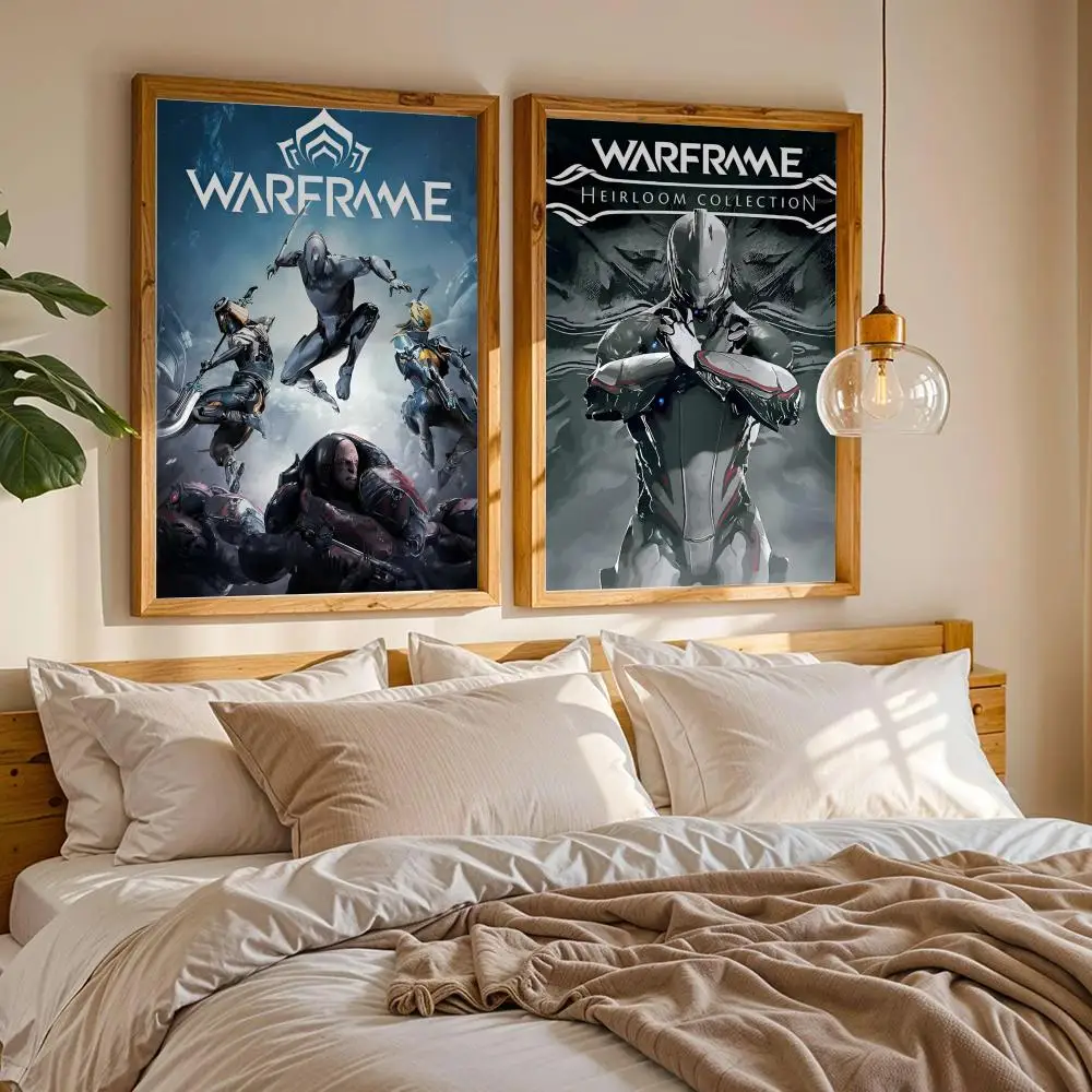 W-Warframe Game Poster Stickers Painting Self-Adhesive Mural HD Wall Decals for Bedroom Living Room Home Decor Gift
