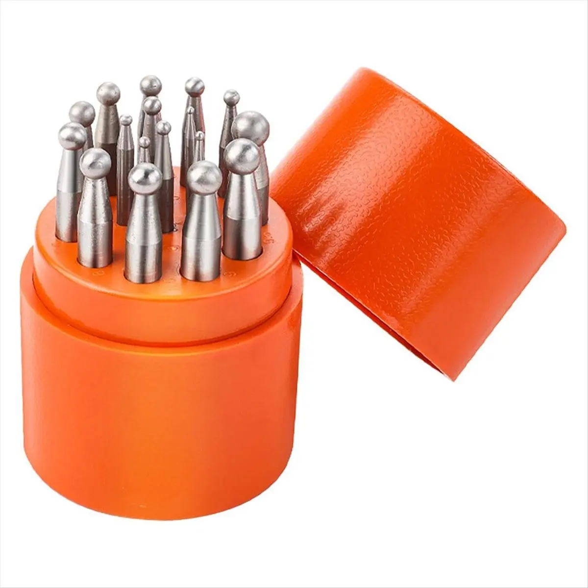 A45I Doming Block Punch Set, Dapping Punches Processing Crafting Metal Forming Tools Stamping Tools for Shaping Beads 17PCS