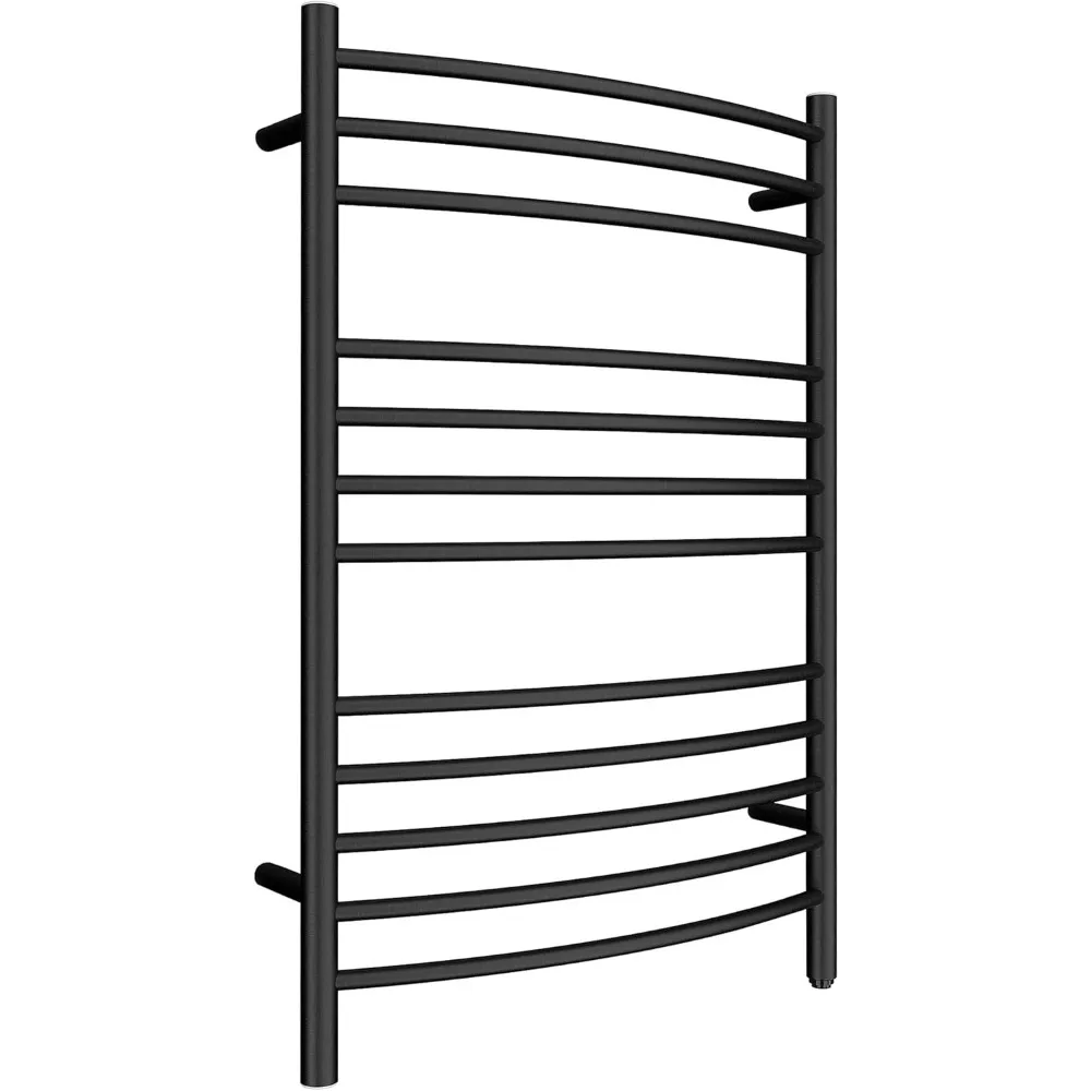 Towel Warmer Wall Mount Electric Plug-in/Hardwired Heated Towel Rack, 4-Supports Matte Black