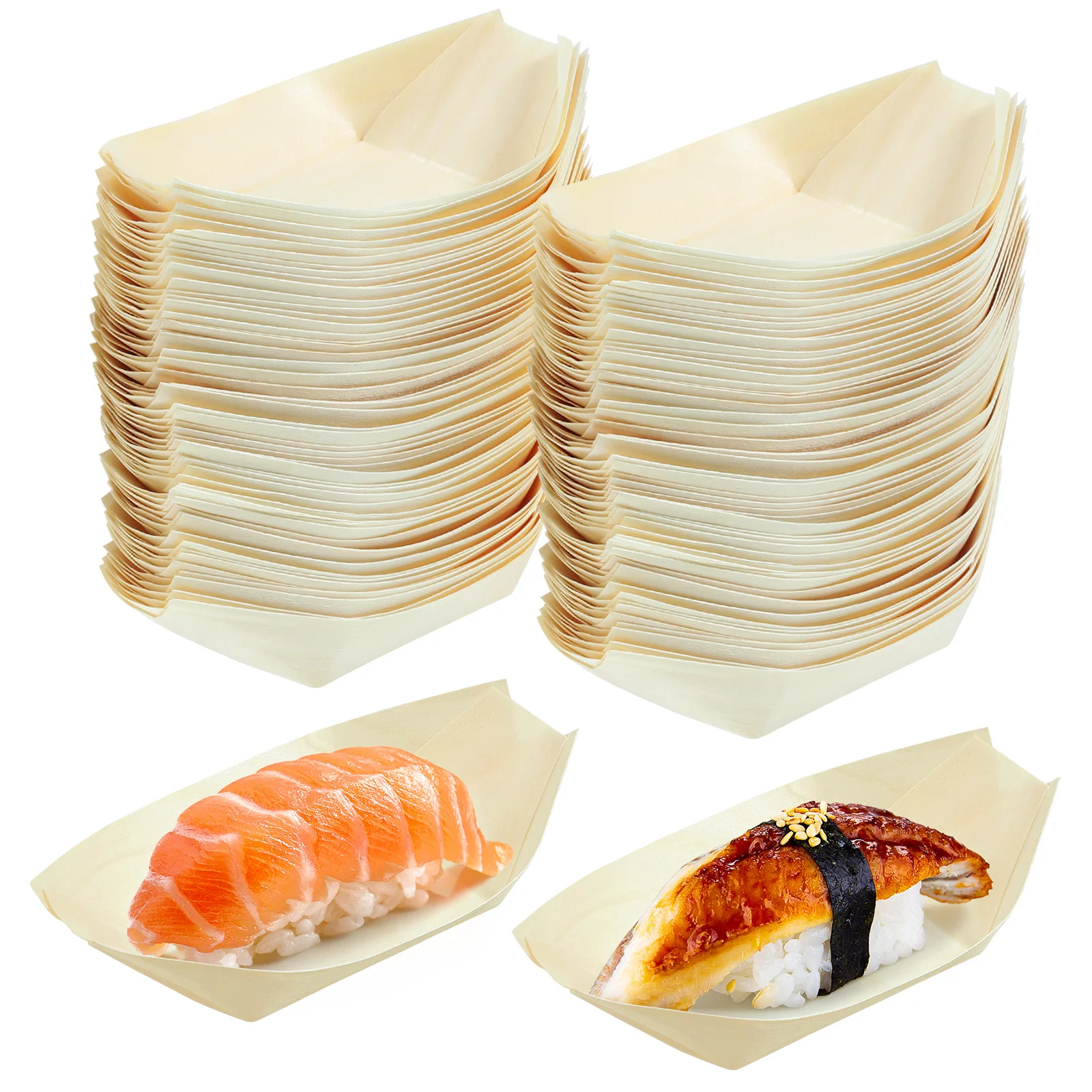 100 Uds. Máquina para hacer Sushi, platos de madera para cubiertos, plato para barco, Kit de fabricación DIY desechable