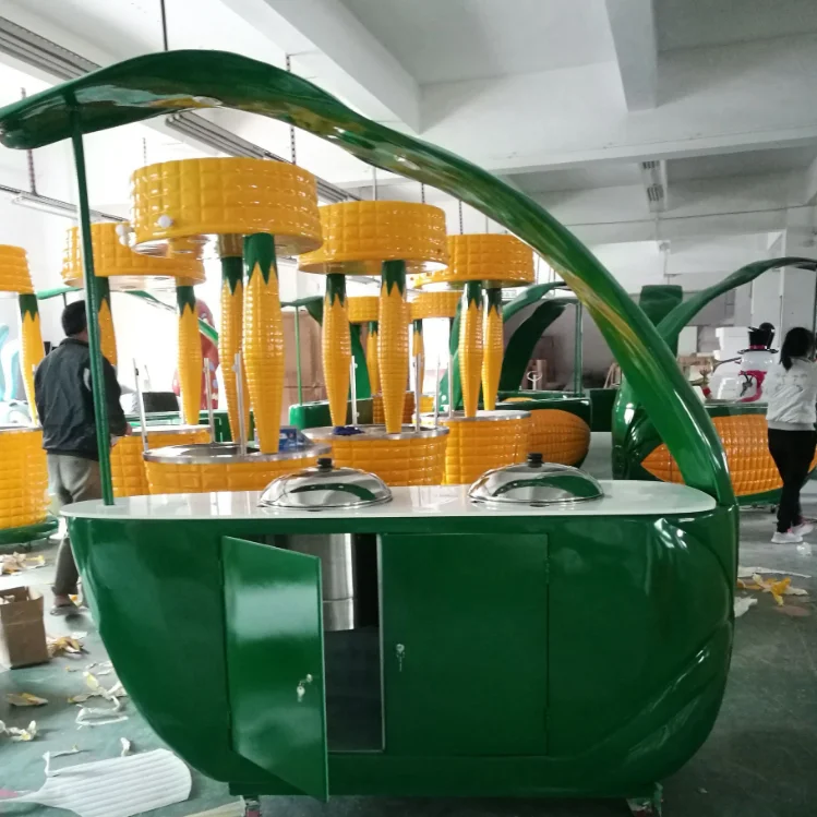 Mall Mobile Food Boiled Steamed Cup Sweet Corn Cart Kiosk Design for Mall Sale