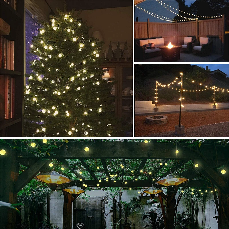 Solar Crystal Globe LED String Lights 50 LED 8 Lighting Modes IP65 Fairy Light Christmas Garland For Garden Party Decor 1pc