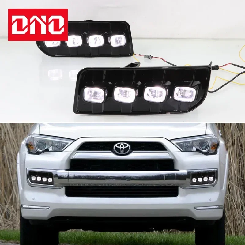 

Car LED DRL Daytime Running Light For Toyota 4Runner Limited 2014 - 2021 Auto Daylights Dynamic Yellow Turn Signal Driving Lamps