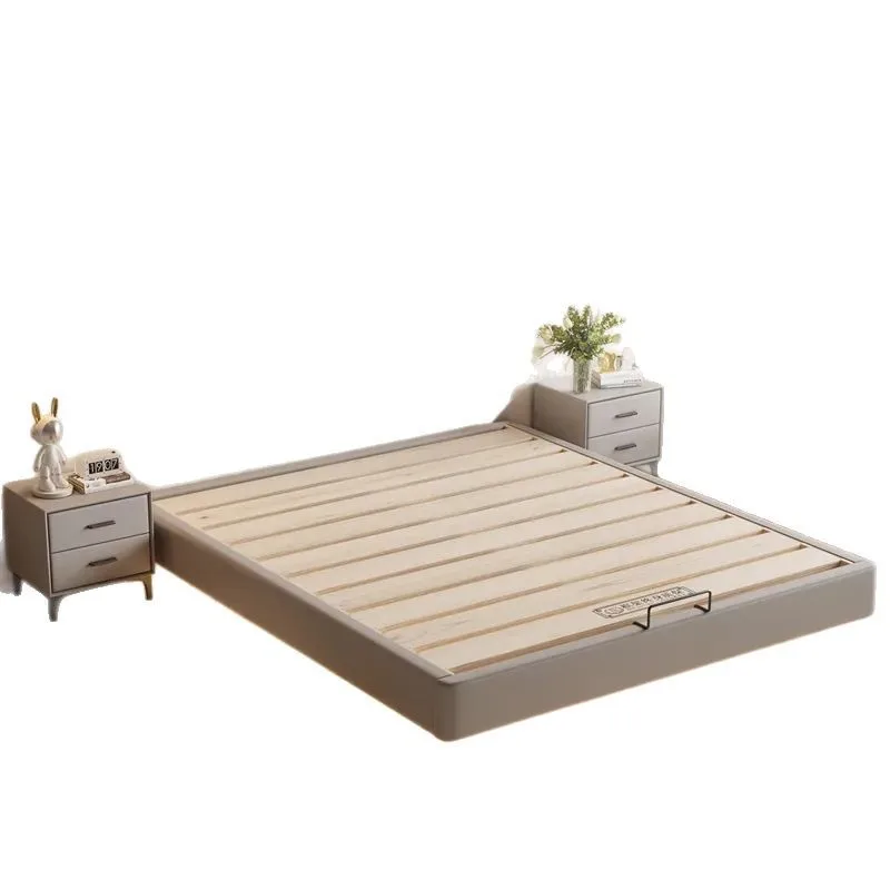 Suspended bed without bedside bed row skeleton bed, small apartment solid wood bed shelf