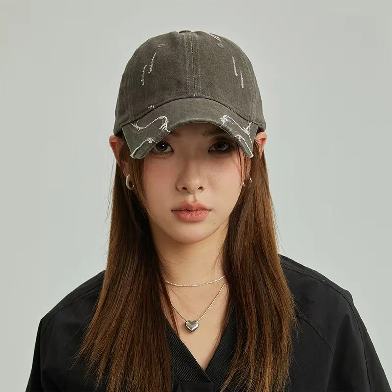 Neutral and Fashionable Wave Pattern  Baseball Cap, Retro Washed Duckbill Cap Suitable For Outdoor Sports