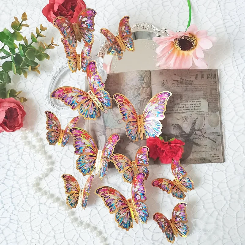 جدار ثلاثي الأبعاد - 24 قطعة ديكورات للحفلات وأعياد الميلاد والغرفة والخزانة - ملصقات جدارية وحرف يدوية