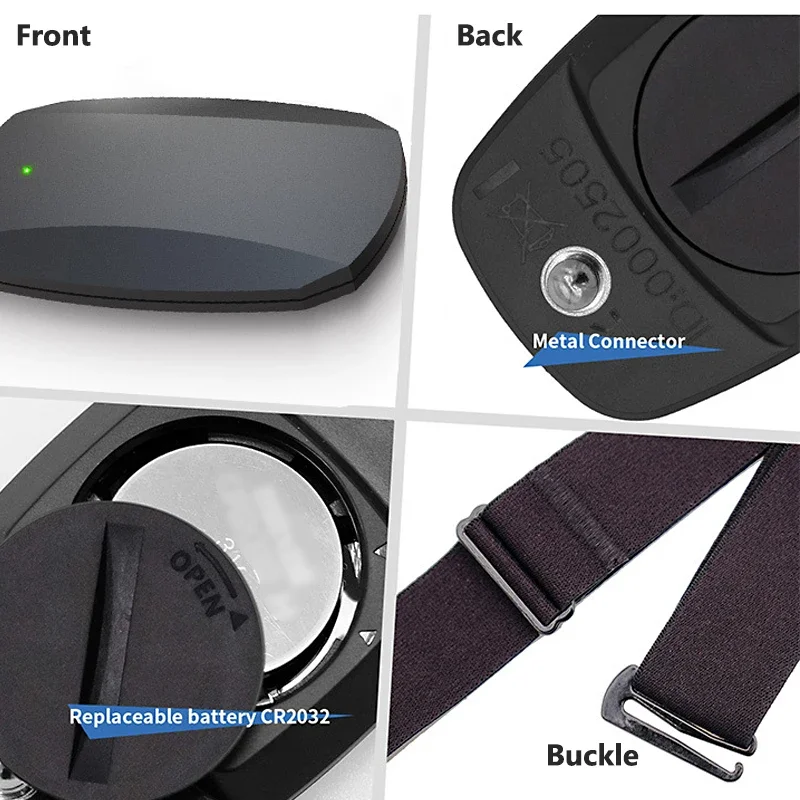 

Нагрудный монитор сердечного ритма Bluetooth ANT + IPX7 Водонепроницаемый нагрудный ремень сердечного ритма Компьютер Android iOS Бег Велоспорт Сенсорный ремень