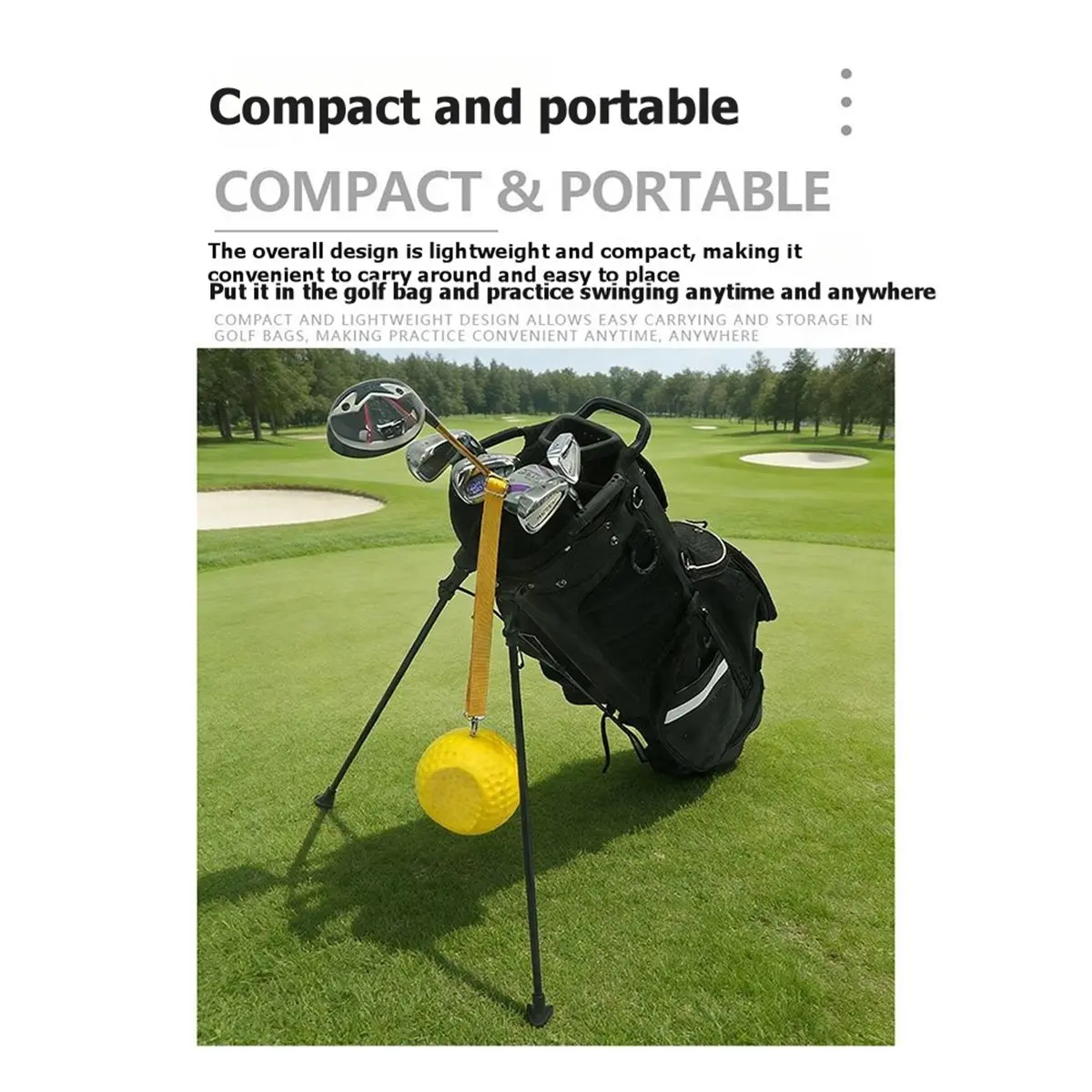 (AD12) Golf Swing Trainer Perfect for Beginners All Skill Levels Corrects Chicken Wings & Hooks, Enhances Accuracy Power Yellow
