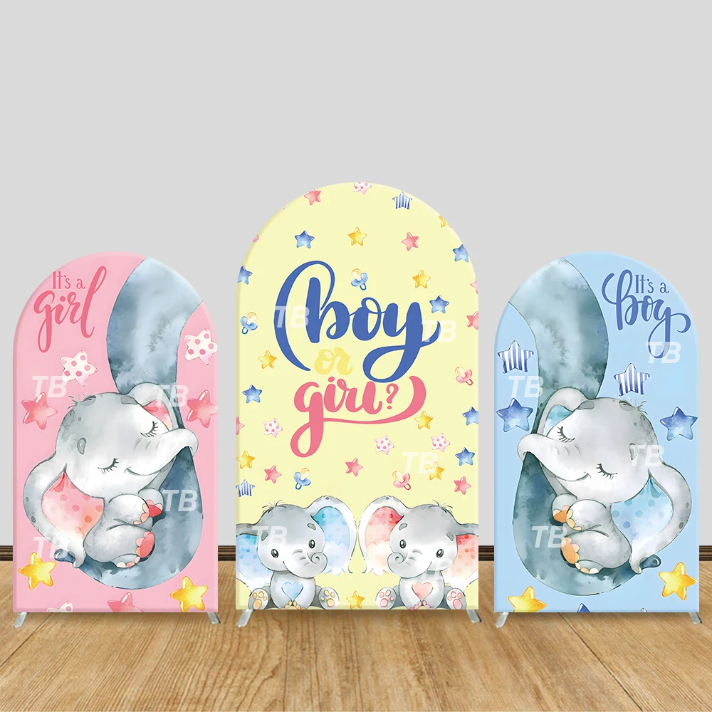 

Elephant Pattern Theme Gender Reveal Theme Arch Backdrop Cover Decor Photo Booth Prop Baby Shower Party Decoration Background