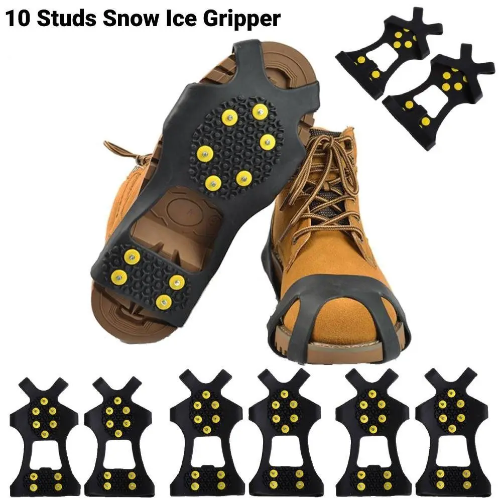 New PE Anti-Skid Ice Gripper Wear-resistant 10 Studs Ice Snow Shoes Spikes M L Grips Cleats Winter