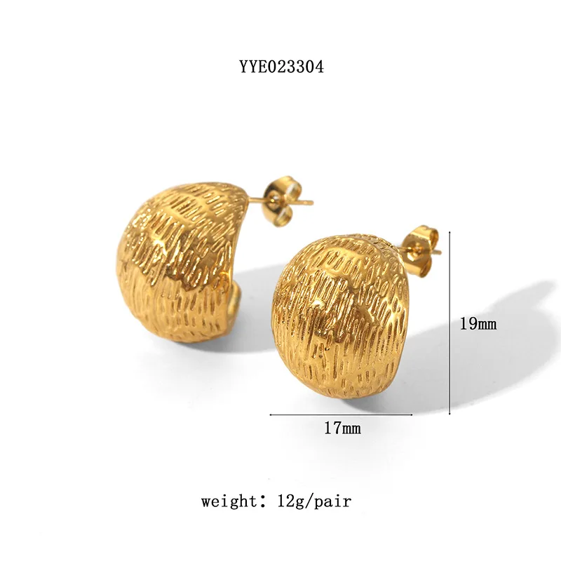 أقراط كبيرة على شكل قطرة ماء من الفولاذ المقاوم للصدأ باللون الذهبي للنساء على شكل وجه غير لامع