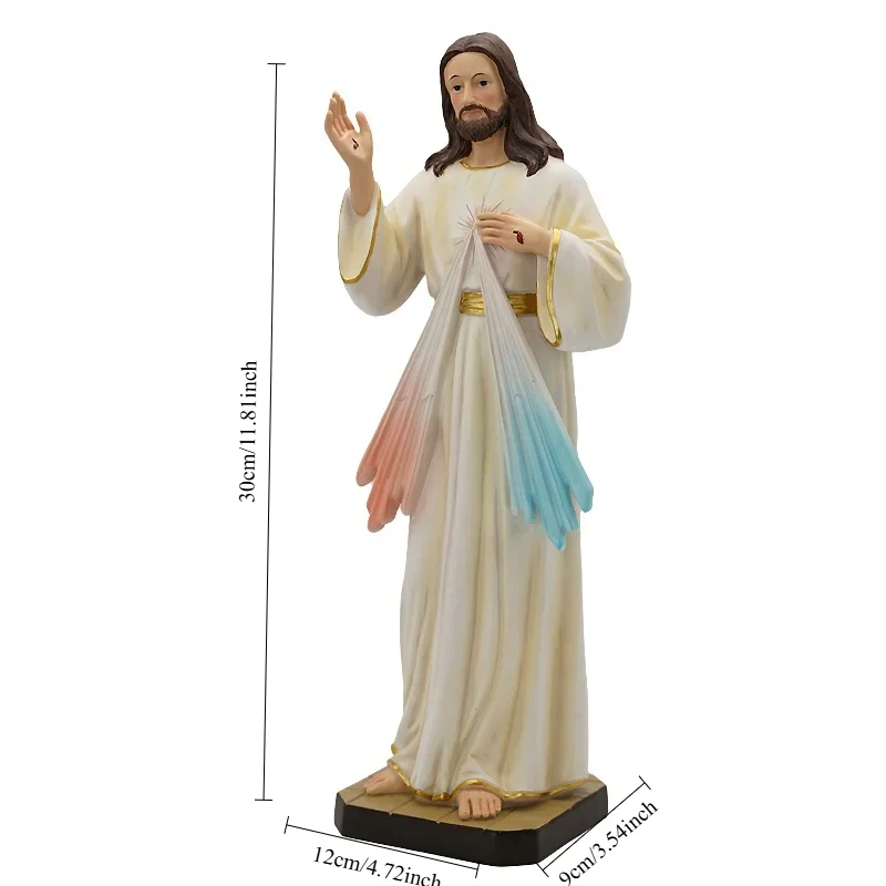 1Pc God's Mercy Catholic Statue Figurine Family Prayer Ornaments Jesus Christ Home Decoration Resin Crafts