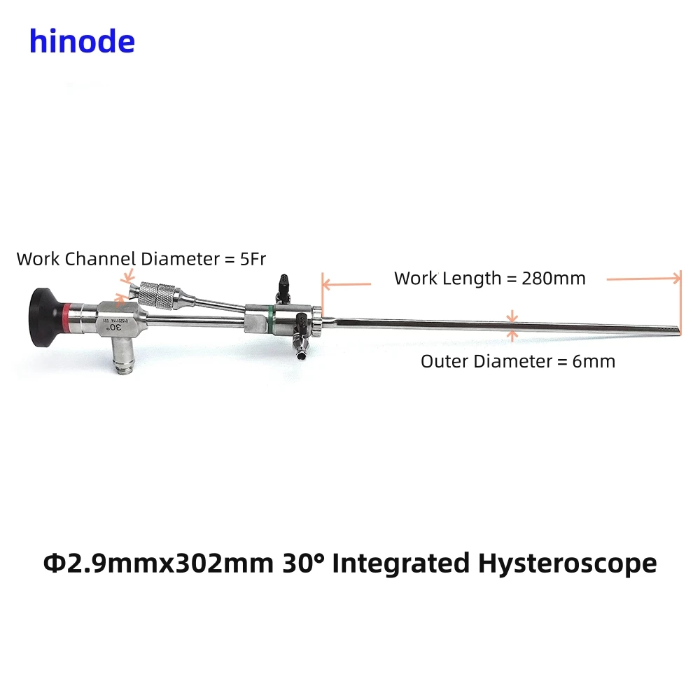 Medical 2.9mmx302mm 30° Endoscope Optics Integrated Hysteroscope Hysteroscopy Instruments With Boispy Forceps Gynecology