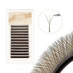 NATUHANA 3D W-shaped Eyelash Extensions Premade Volume Fans Brown W Shape Lashes Natural Soft False Eyelashes for Makeup