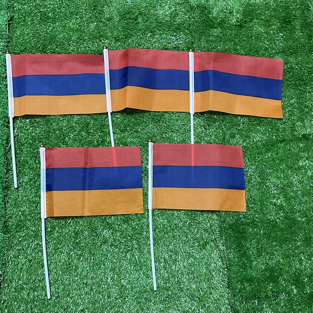 

SKY FLAG Armenia National Flag 50/100pcs 21*14cm Armenia Hand Waving Flags With plastic pole For Sports Activity Home Decor