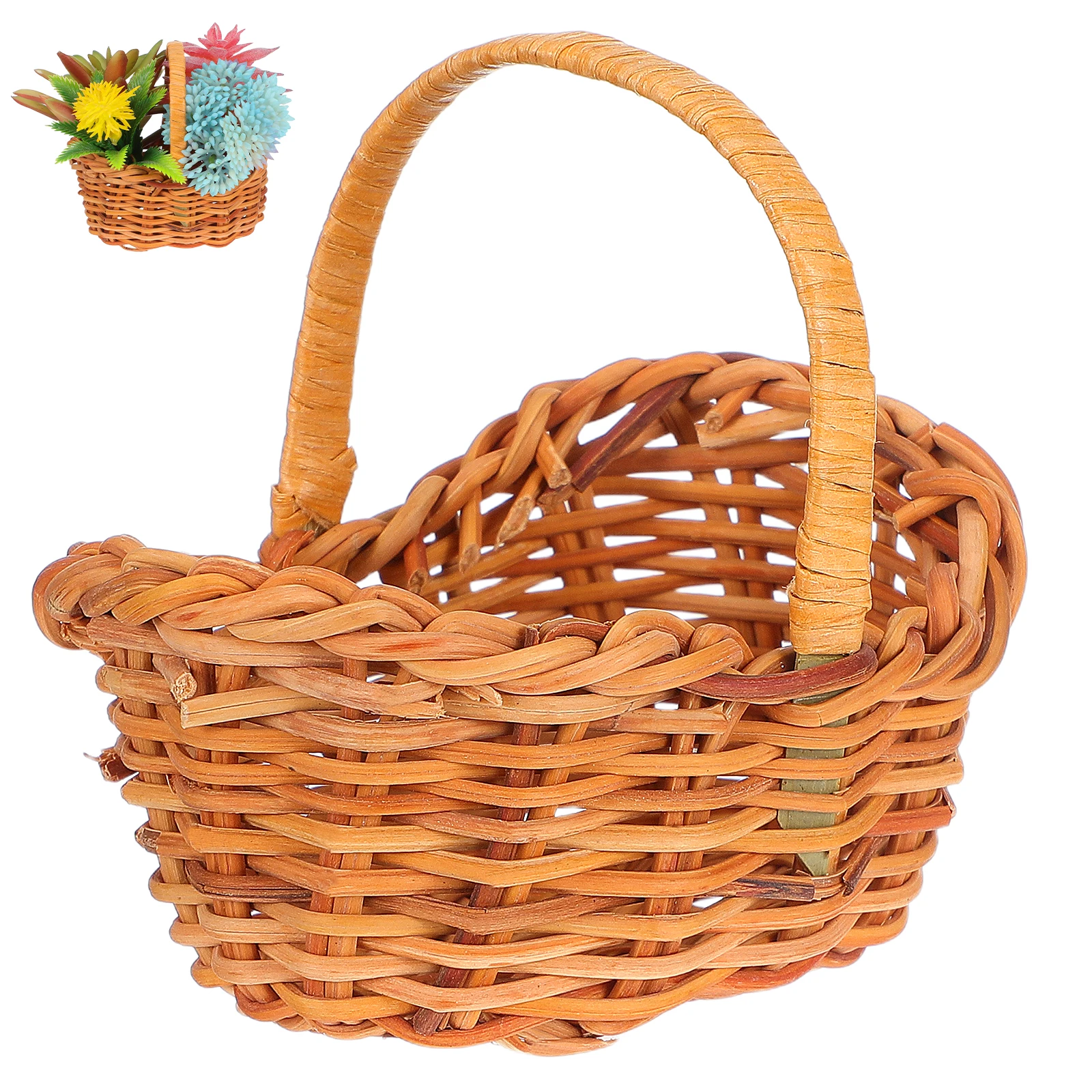 

Mini Rattan Basket Woven Small Flower Basket for Wedding Party Favor Decorative Organizer Candy Holder Picnic Travel