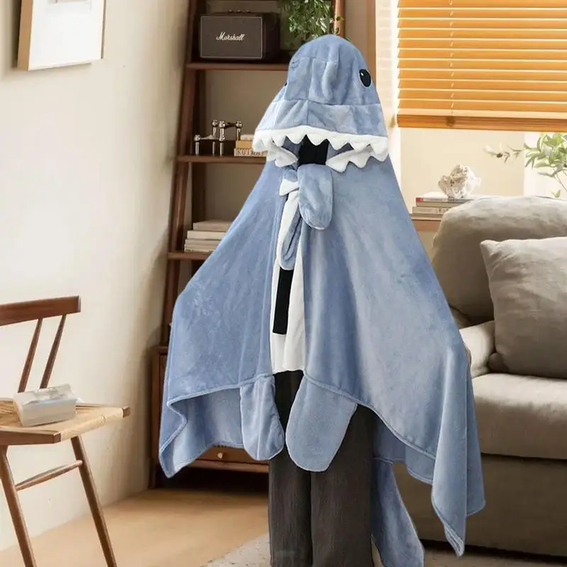 Wearable Shark Blanket Soft Flannel Hoodie For Home Sleeping Shark Wearable Fleece Throw Onesie Blanket