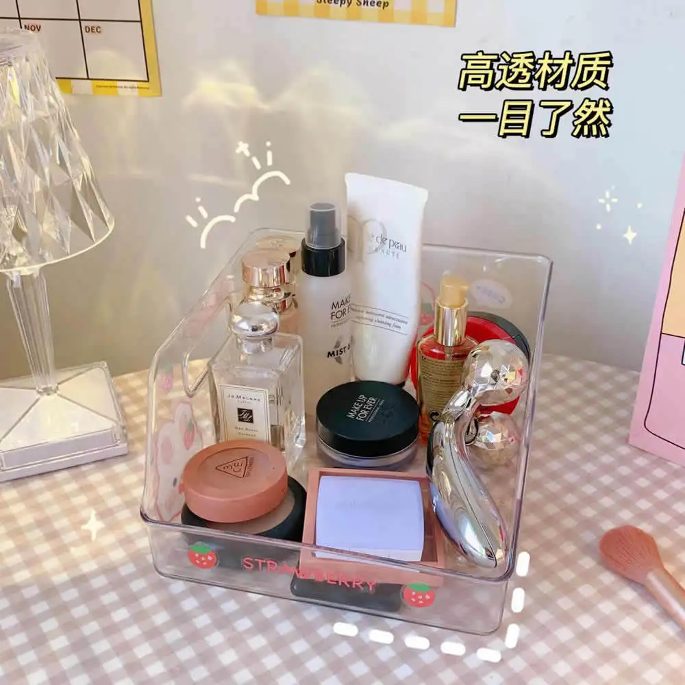 Table Top Transparent Storage Box Book Box Cosmetic Jewelry Finishing Lovely Student Storage Basket Acrylic Organizer Box