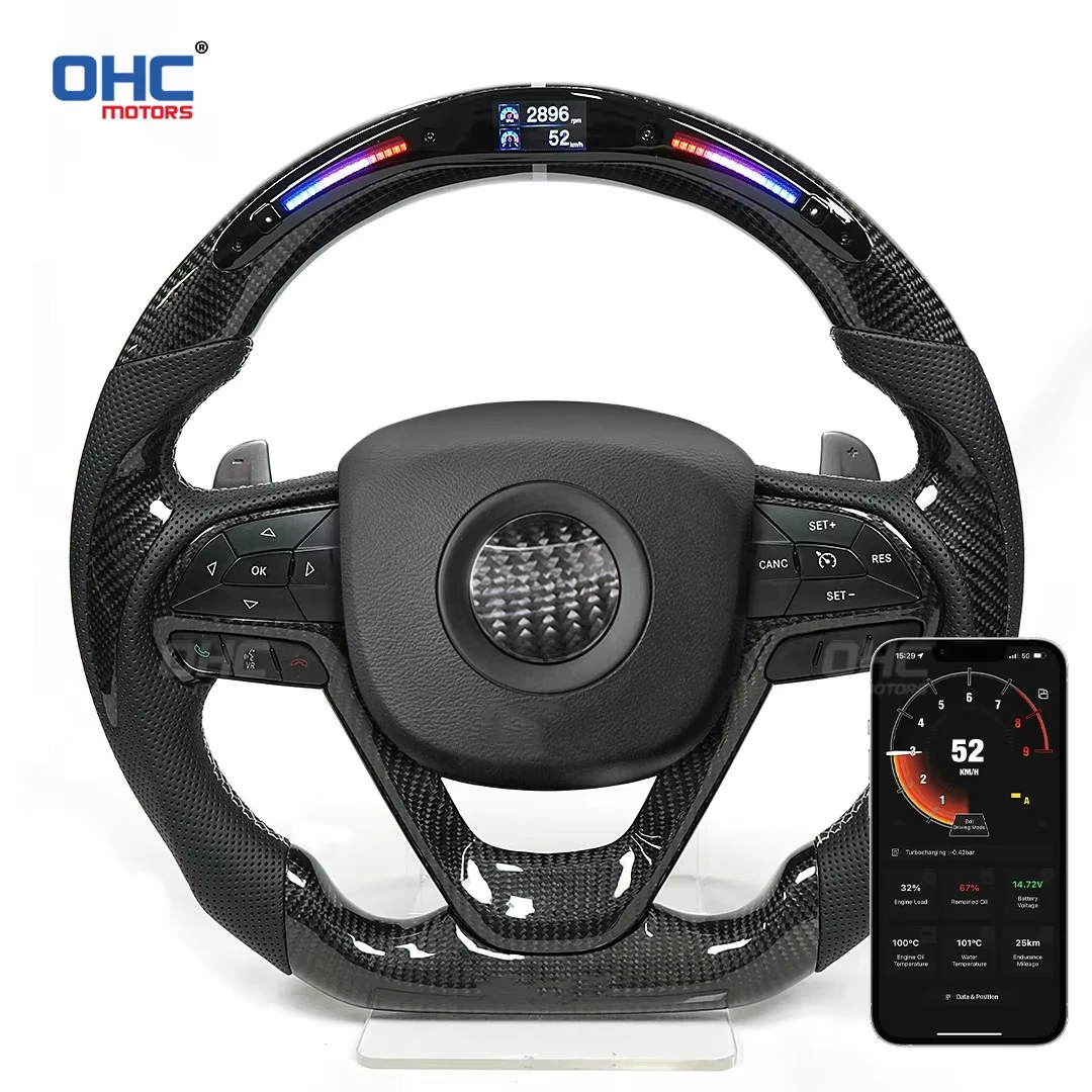 OHC Galaxy Pro LED Data Display Carbon Fiber Steering Wheel Punched Leather For Jeep Customized Lmprove Driving Experience