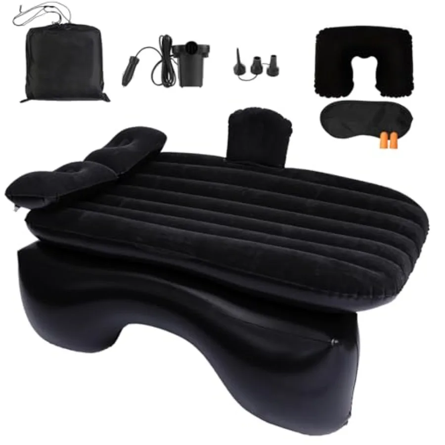 

Inflatable Car Air Mattress Back Seat Bed with Air Pump55 "x 35" Portable Thickened Car Travel Camping Sleeping Air Mattress Bl