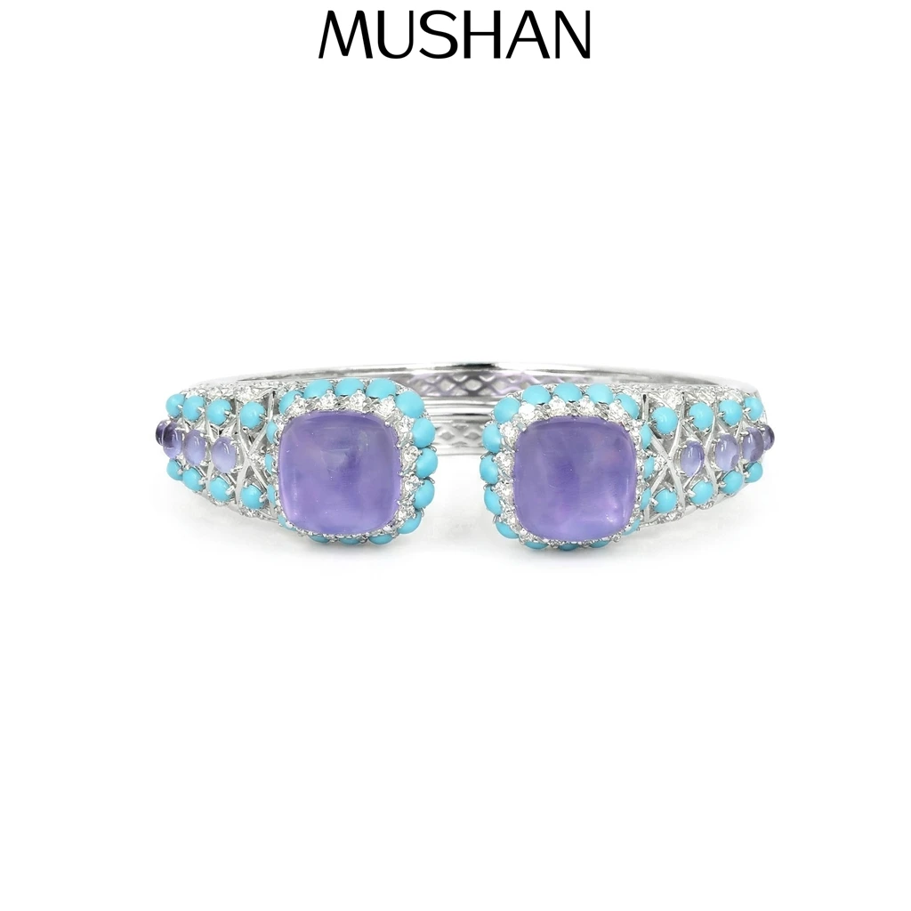 

MuShan Jewelry 925 Sterling Silver Bangle 5A CZ Gemstones HCD Diamond Luxury Glamorous 925 Sterling Silver Bangle Accessories