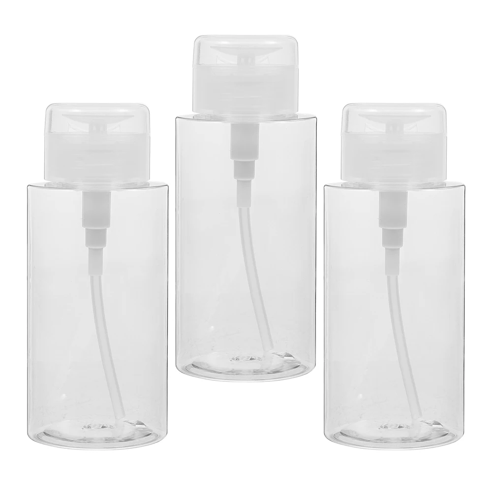 Distributeur de bouteilles à pompe rechargeable, 3 pièces, pour Lotion Toner, huile, conteneur de toilette de voyage, démaquillant, liquide, vernis à ongles transparent
