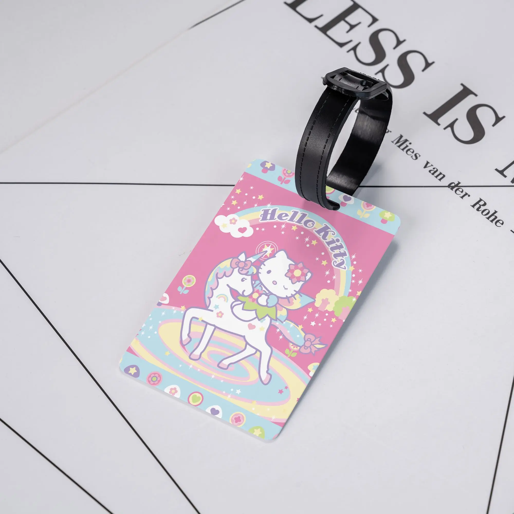 

Lovely Hello Kitty Pink Luggage Tag Suitcase Silica Gel Travel Accessories Luggage Bag Case Tag Name ID Address Baggage Tag Gift