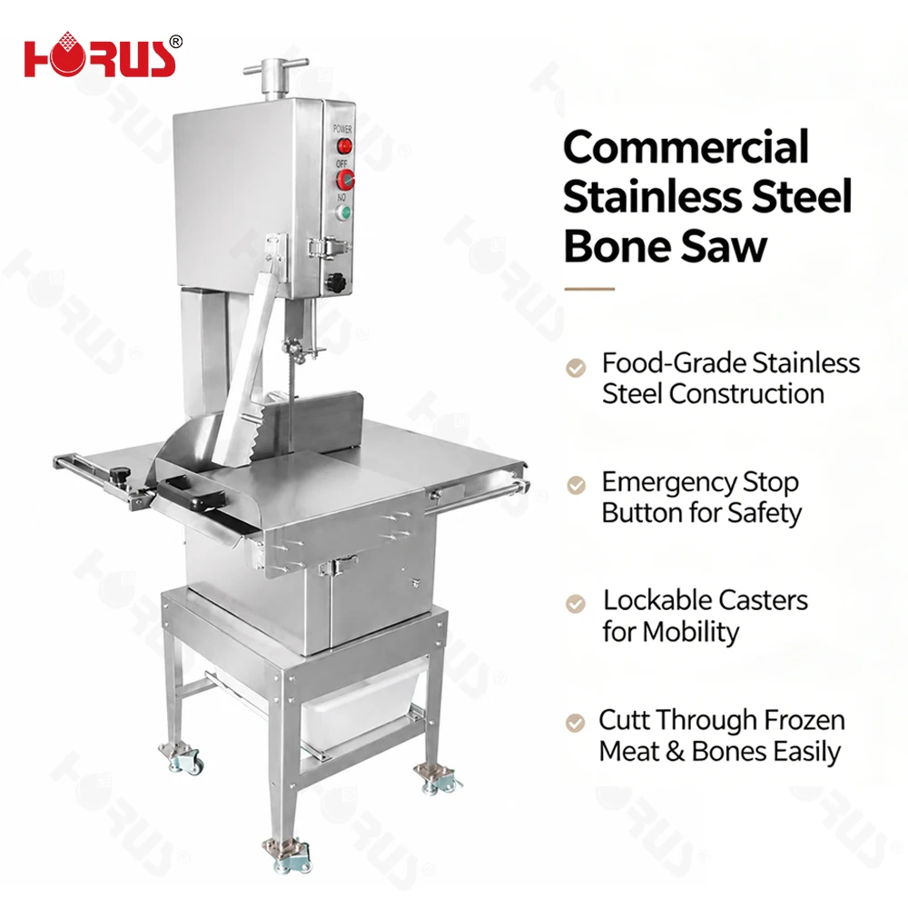 Horus 300A 2HP Full S.S. Butcher Shop 300mm Wheel 2400mm Blade Adjustable Thickness Bone Cutter Meat Bone Saw