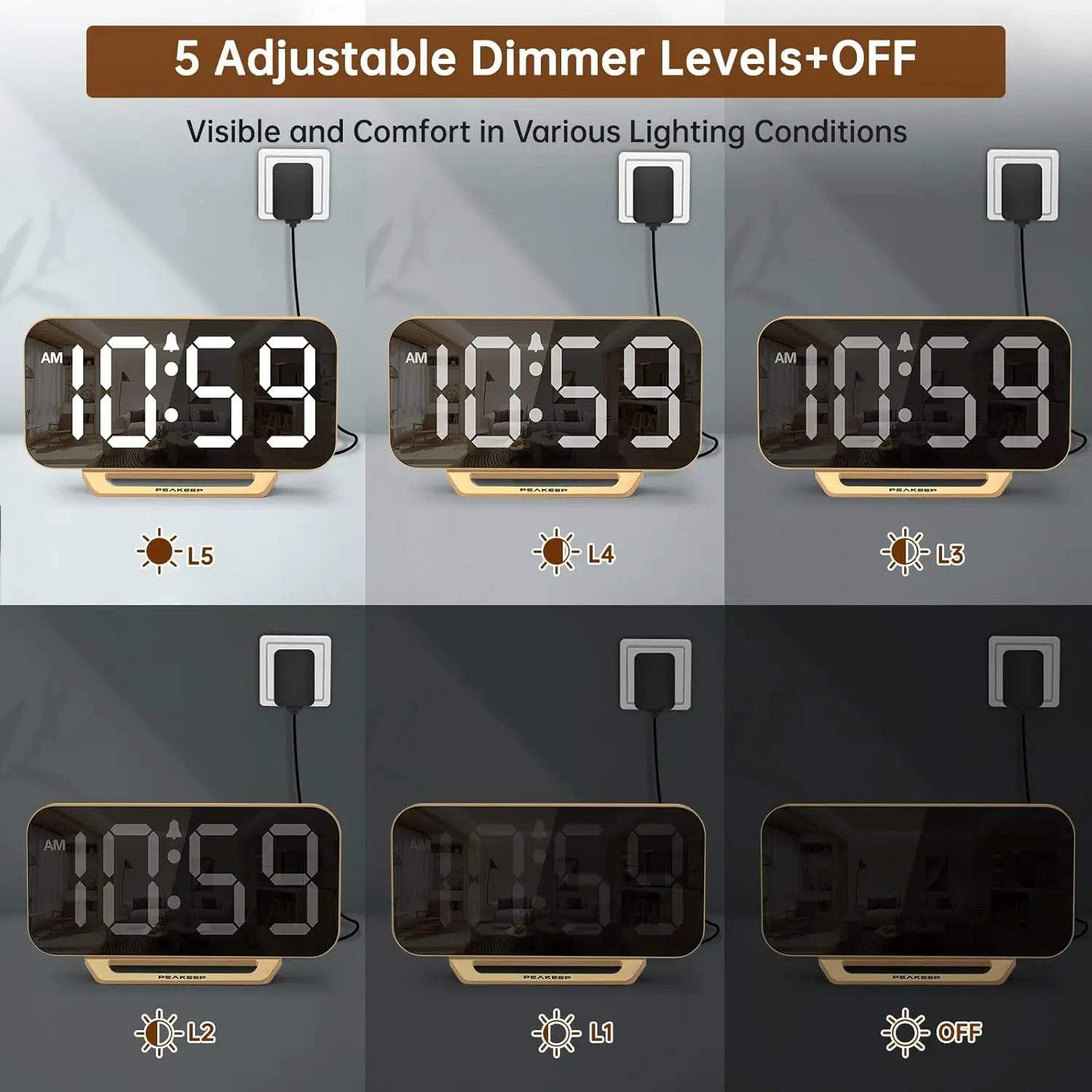 Slim Mirror Digital Alarm Clock 4