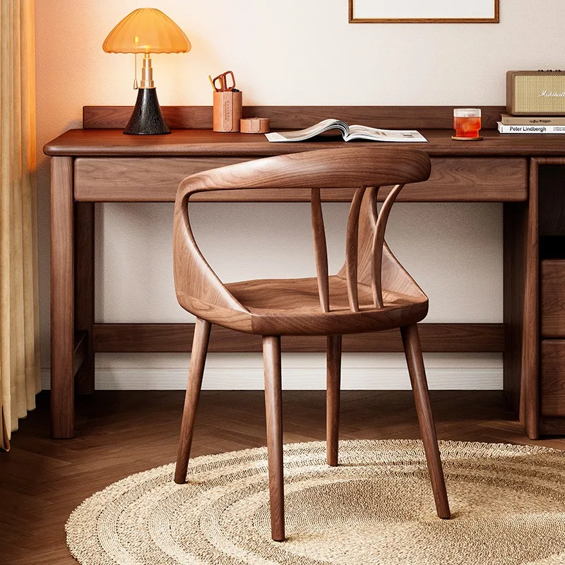 

High-end Light Luxury Solid Wood Thick Back Chair Home Dining Chair Light Luxury High-end Chair Antique Style Desk Chairs